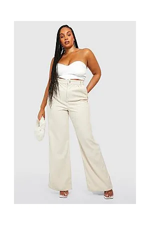 Boohoo Plus Cord High Waisted Wide Leg Jeans