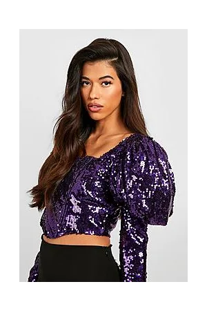 Boohoo Tall Sequin Corset Puff Sleeve Top