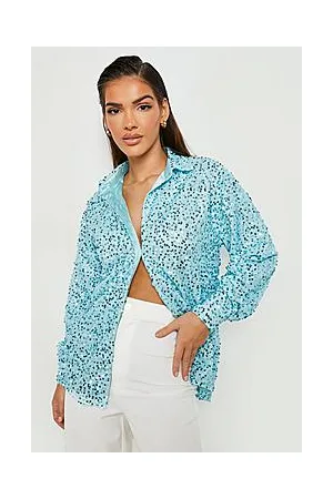 Boohoo Textured Sequin Oversized Shirt