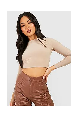 Boohoo Double Layer Long Sleeve Fitted Crop Top