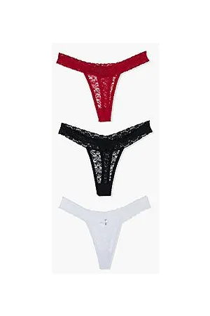 Boohoo Plus 3 Pack Lace Bandeau Thongs