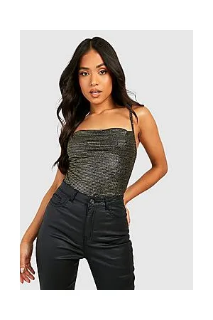 Boohoo Petite Shimmer Glitter Cowl Bodysuit