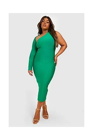 Boohoo Plus Premium Bandage One Shoulder Midi Dress