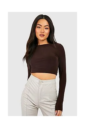 Boohoo Double Layer Long Sleeve Fitted Crop Top