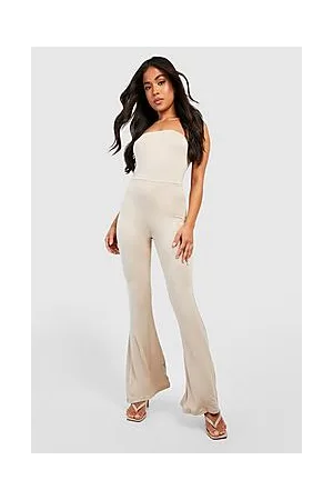 Boohoo Petite Bandeau Flared Leg Jumpsuit