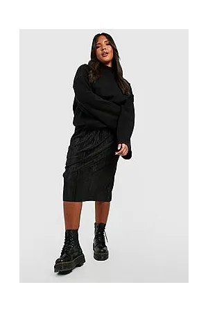 Boohoo Plus Plisse Midi Skirt