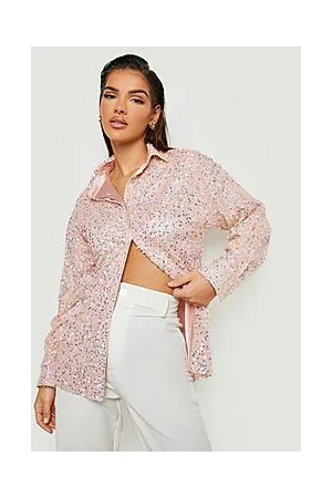 Boohoo Textured Sequin Oversized Shirt
