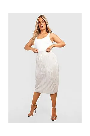 Boohoo Plus Plisse Midi Skirt