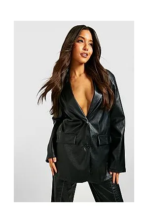Boohoo Leather Look Snake Oversized Mansy Blazer