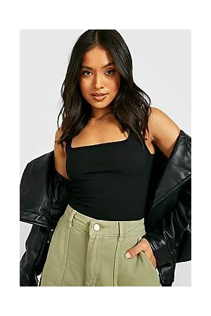 Boohoo Petite Basic Rib Square Neck Bodysuit