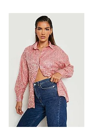 Boohoo Textured Sequin Oversized Shirt