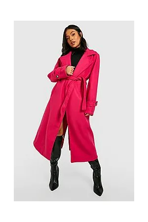 Boohoo Petite Belted Wool Look Trench