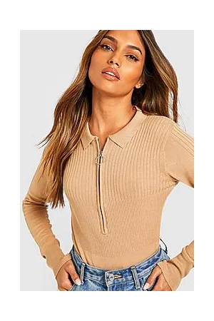 Boohoo Half Zip Up Knitted Bodysuit