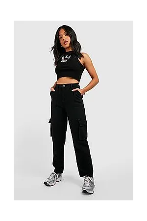 Boohoo Petite Washed Loose Fit Cargo Jeans