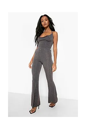 Boohoo Petite Glitter Flare Trouser