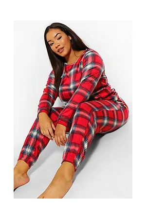 Boohoo Plus Cosy Tartan Check Long PJ Set