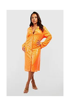 Boohoo Plus Sequin Shirt Midi Dress