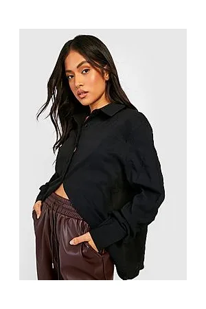 Boohoo Petite Textured Large Cuff Shirt