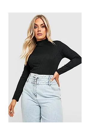Boohoo Plus Rib Funnel Neck Corset Top