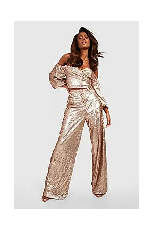 Boohoo Matte Sequin Wide Leg Trousers