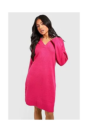 Boohoo Petite Knitted Collared Jumper Dress