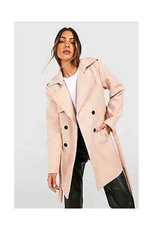 Boohoo Belted Wool Look Trench Coat