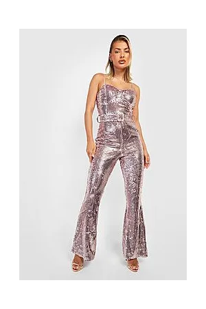 Boohoo Sequin Flare Leg Jumpsuit