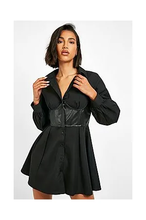 Boohoo Shirt With Leather Look Corset