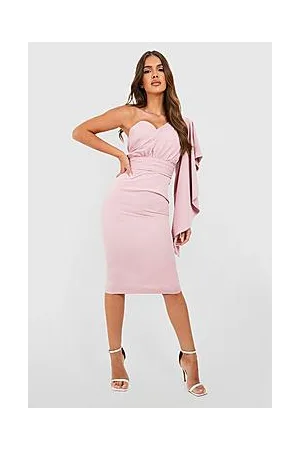 Boohoo Satin Ruffle Sleeve Midi Dress