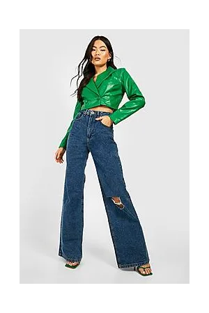 Boohoo Premium Leather Look Cropped Tailored Blazer