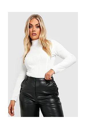 Boohoo Plus Rib Funnel Neck Corset Top