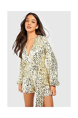 Boohoo Sequin Belted Playsuit