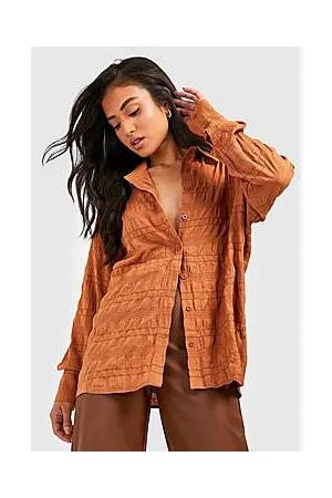Boohoo Petite Textured Large Cuff Shirt