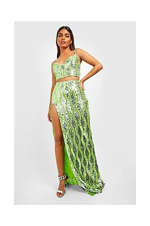 Boohoo Multi Sequin Thigh Split Maxi Skirt