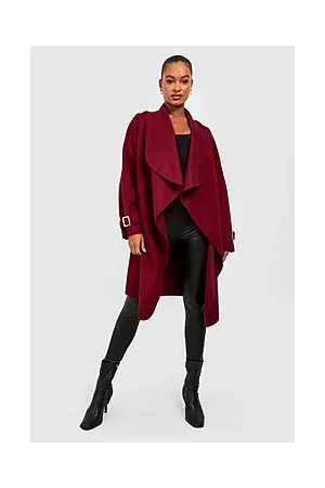 Boohoo Tall Waterfall Longline Cuff Detail Coat