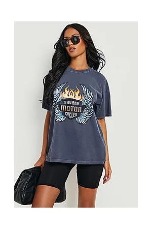 Boohoo Tall Overdyed Motor Cycles Print T-shirt