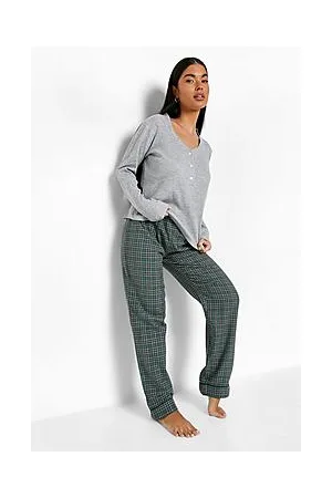 Boohoo Petite Check 3 Piece Trouser Pj Set