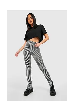 Boohoo Houndstooth Skinny Split Hem Leggings