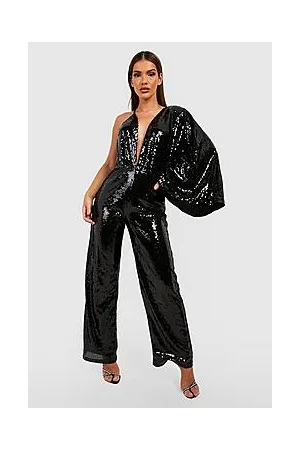 Boohoo Drape One Shoulder Wide Leg Jumpsuit