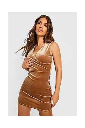 Boohoo Velvet Wrap Front Sleeveless Mini Party Dress