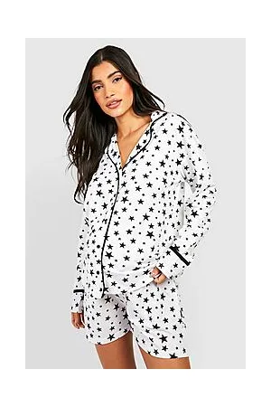 Boohoo Maternity Star Print Pipe Detail Pyjama Short Set