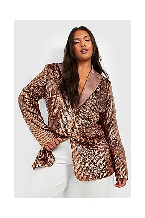 Boohoo Plus Matte Sequin Oversized Blazer