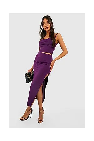 Boohoo Textured Slinky Thigh Split Midaxi Skirt