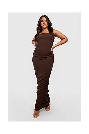 Boohoo Plus Bandeau Ruched Side Midaxi Dress