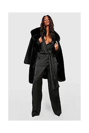 Boohoo Satin Wide Leg Tailored Trousers