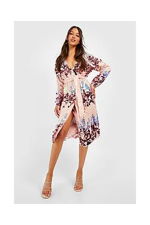 Boohoo Sequin Ombre Wrap Midi Party Dress