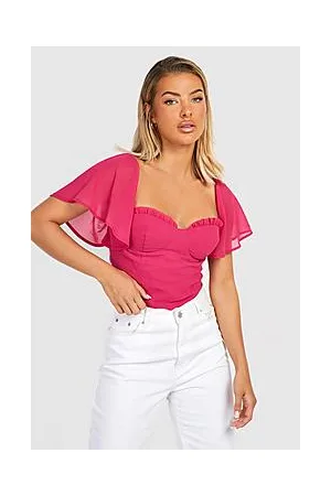 Boohoo Chiffon Angel Sleeve Corset Top