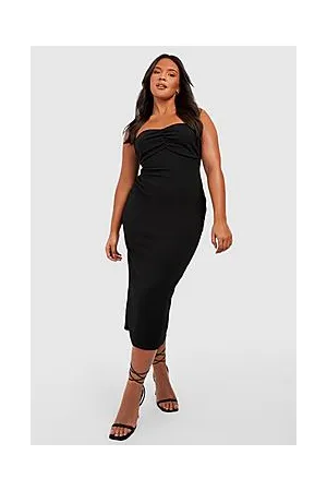 Boohoo Plus Bandeau Ruched Front Detail Midaxi Dress