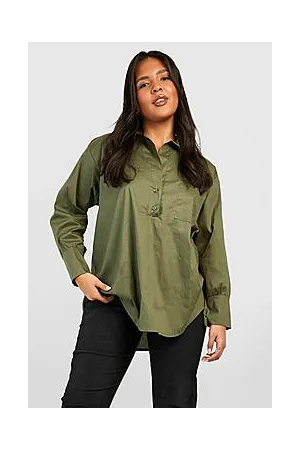 Boohoo Plus Poplin Oversized Tunic Shirt