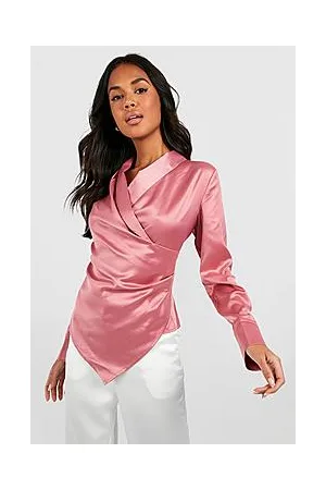 Boohoo Satin Drape Tie Side Blouse